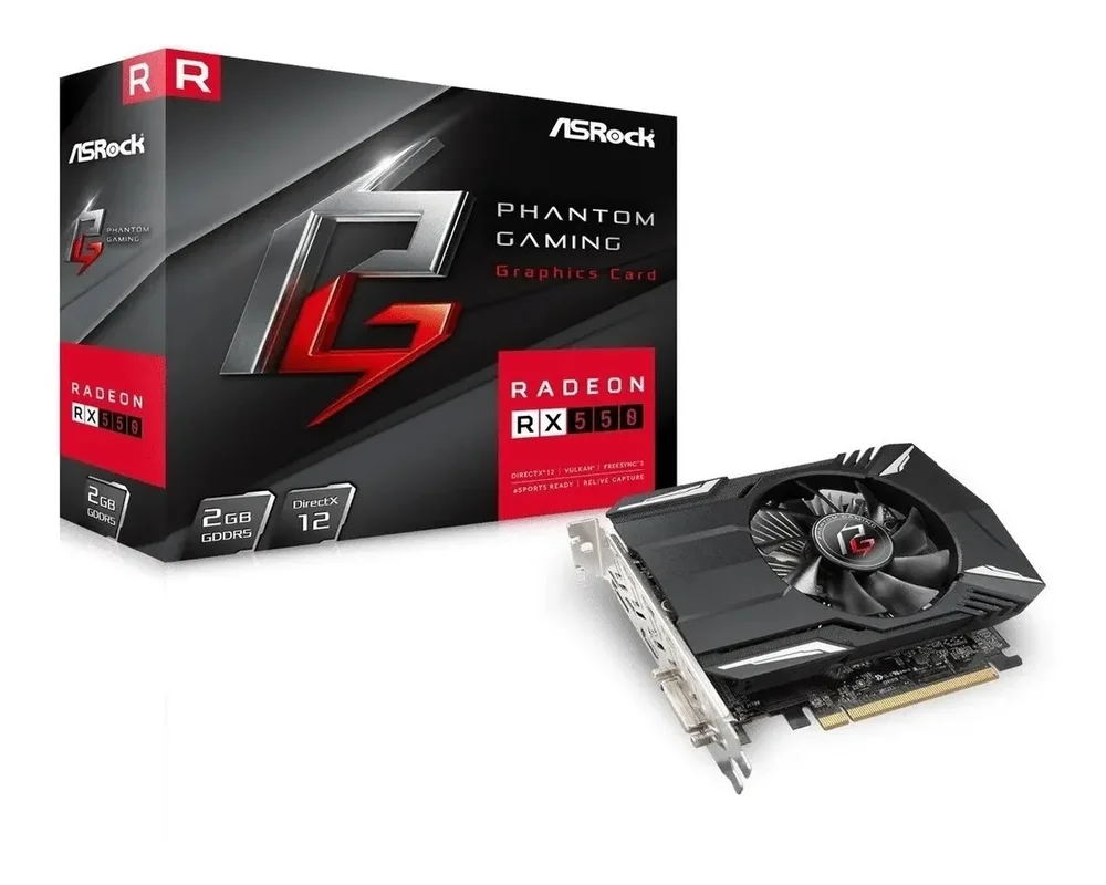 Memoria Placa de video AMD ASRock Phantom Gaming Radeon Series RX 550 PHANTOM G R RX550 2GB GDDR5 - Stock disponible - Electrónica