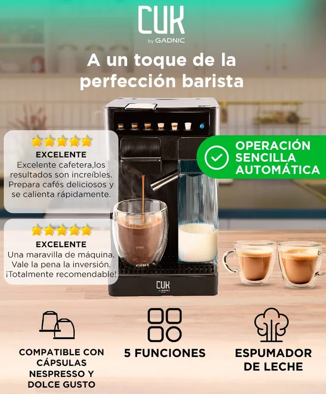 Cafetera Automática Cuk By Gadnic Torino I Expreso Espumador 20 Bares - Stock disponible - Electrodomésticos