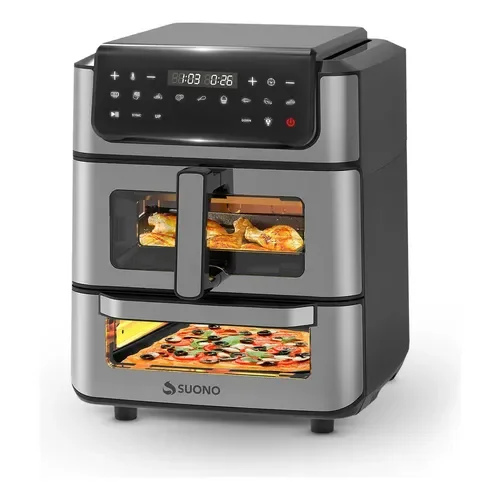 Freidora De Aire + Horno Pizzero Suono Airfryer Vertical 13l Acero Inoxidable - Stock disponible