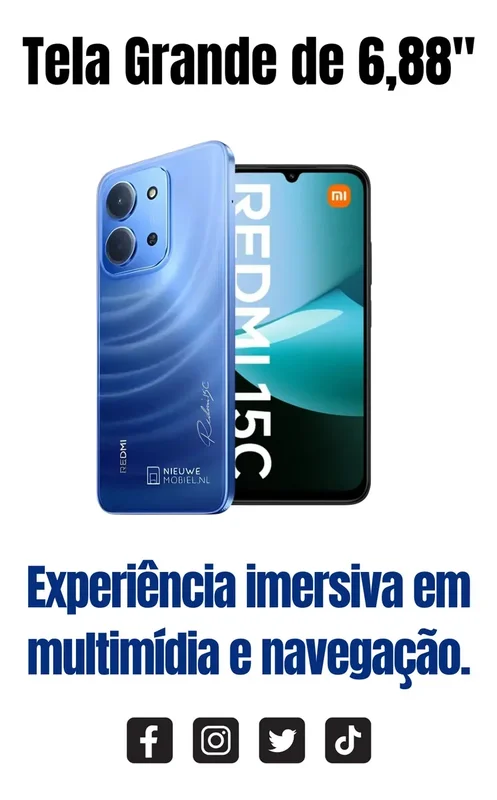 Redmi Xiaomi 15c 128 GB con 50 megapíxeles E 6000 mAh, azul - Stock disponible - Telecomunicaciónes