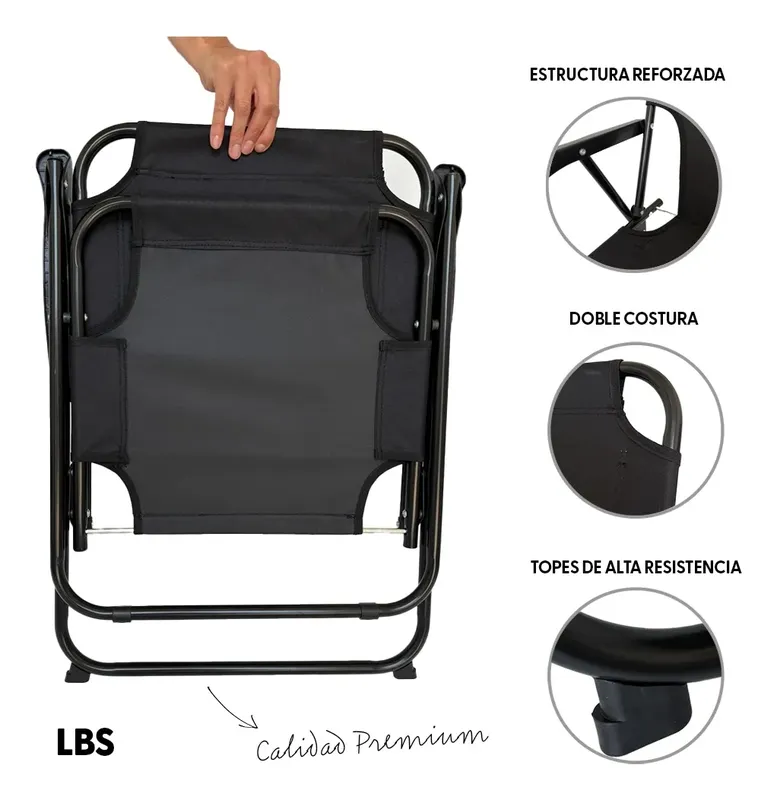 Reposera Silla Camping Playa Tela Premium Reforzada Gravedad Cero - Casa y Jardín