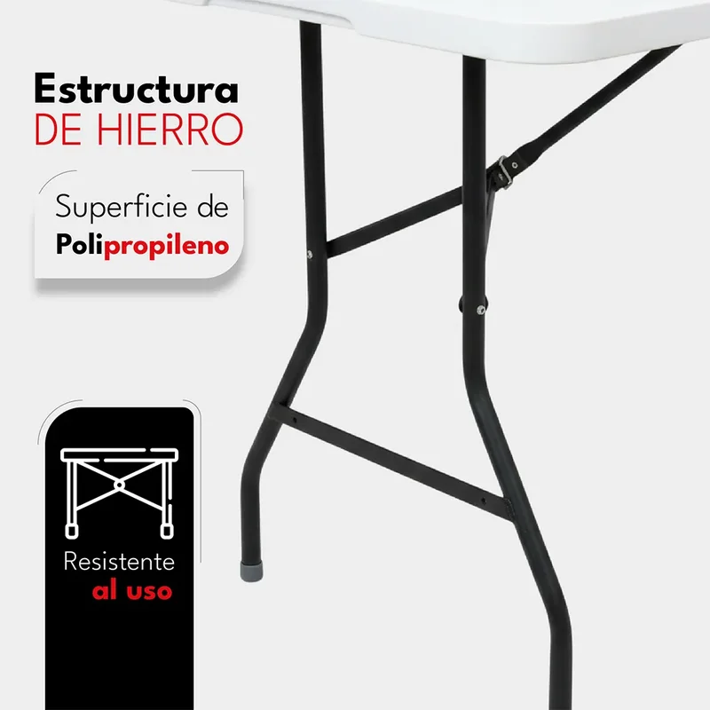 Mesa Exterior Plegable 180 Cm Polipropileno Hierro - Alpina Color Blanco - Stock disponible - Casa y Jardín
