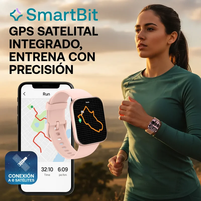 Reloj Inteligente Mujer Sumergible Smartbit Moove Rosa Gps Satelital 5 ATM Pantalla AMOLED 7 dias de bateria Mensajes Llamadas Deportes Natacion Malla Extra - Stock disponible - Electrónica