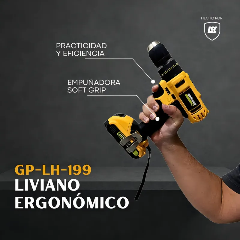 Taladro Atornillador Percutor Inalámbrico Garden Plus by Lusqtoff – 2 Baterías | 10 mm | Uso Intensivo - Herramientas