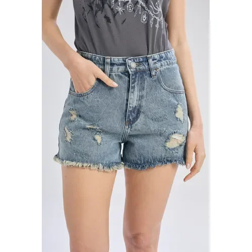 Short Denim Tiro Alto Mujer Sound Delaostia - Stock disponible - Ropas y Calzados