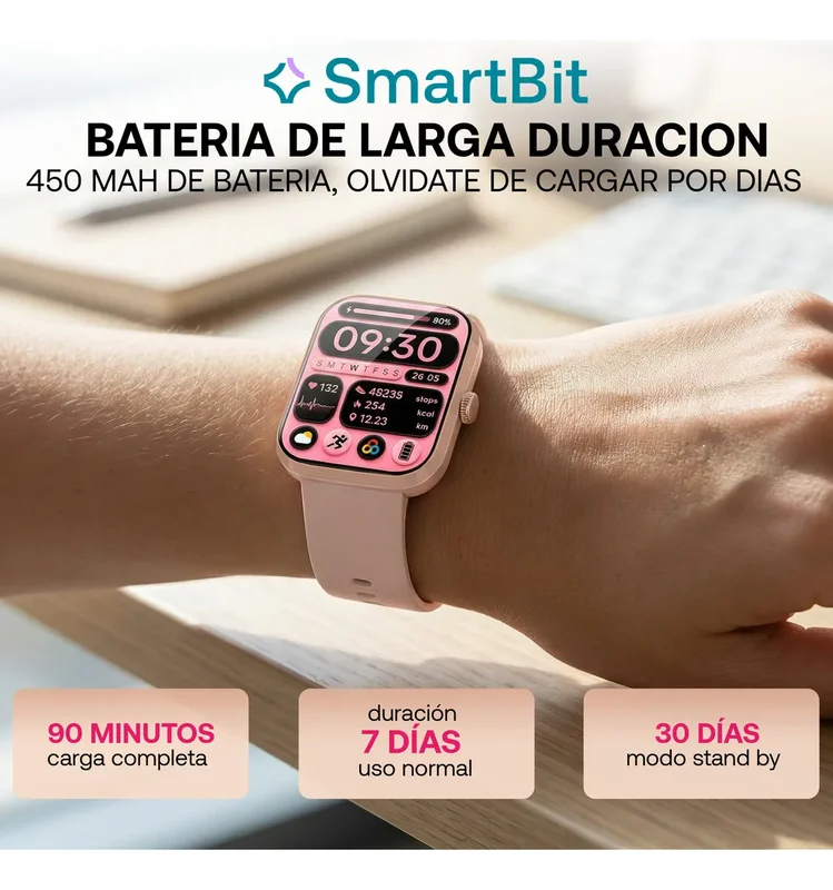 Reloj Inteligente Mujer Sumergible Smartbit Moove Rosa Gps Satelital 5 ATM Pantalla AMOLED 7 dias de bateria Mensajes Llamadas Deportes Natacion Malla Extra - Stock disponible - Electrónica