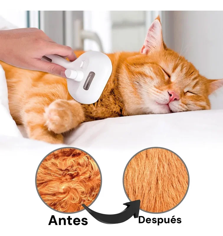 Cepillo Vapor Mascotas Beepaw STROCK-E Cardina Metal Premium Blanco Quita Pelos con Spray - Mascotas