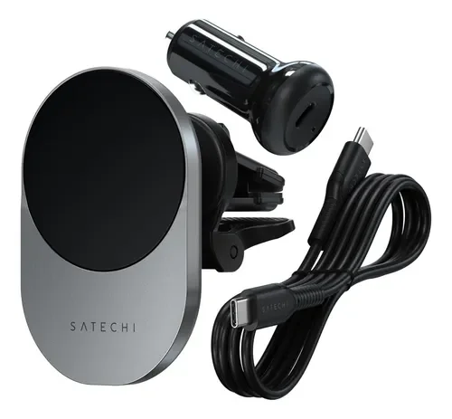 Satechi Cargador Inalámbrico Qi2 Para Automóvil, Soporte De Carga Para Celular Ideal Para Viajes, Para Ventilas De Aire, Cargador Rápido De 15w, Compatible Con Las Series iPhone 12, 13, 14 Y 15 - Stock disponible - Productos para Mascotas
