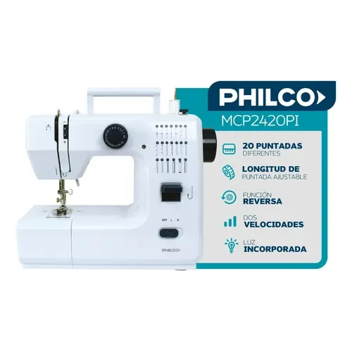 Máquina De Coser Eléctrica Philco Mcp2420 20 Puntadas Color Blanco - Stock disponible
