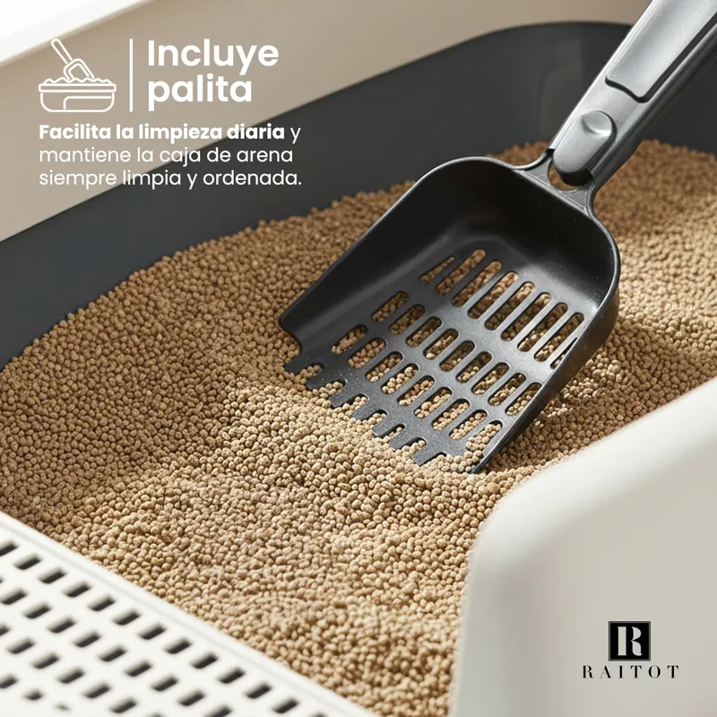 Caja Sanitaria Litera Gato Semi Cerrada Raitot Gris Anti Salpicaduras Arenal Higiénico - Mascotas