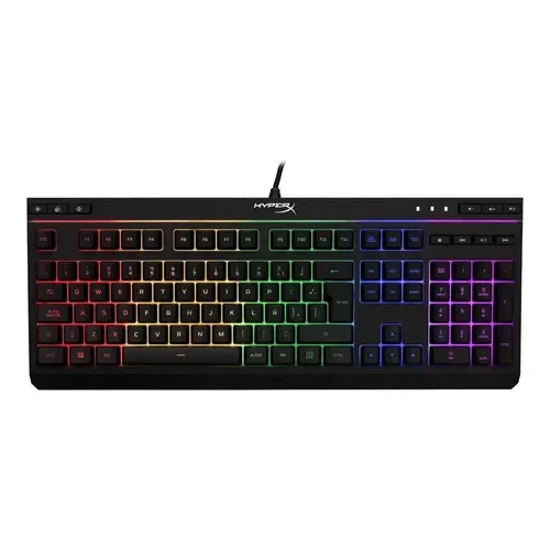 Teclado HyperX Alloy QWERTY Membrana español latinoamérica color negro con luz RGB - Stock disponible