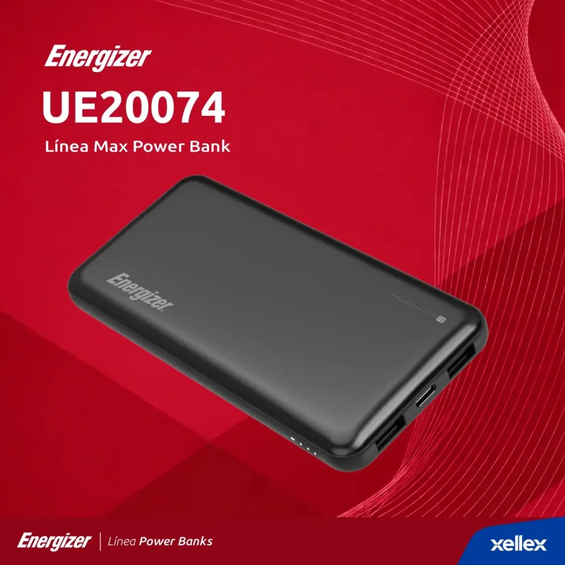 Usb Power Bank Energizer Max Cargador Portatil Powerbank 20000mah Visor Led Negro - Stock disponible - Electrónica