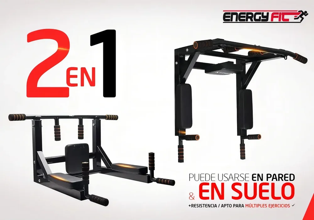 Barra Dominadas Pared Desmontable 300kg Reforzada Energy Fit Acero - Stock disponible - Deportes y Entretenimiento
