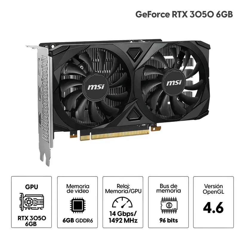 Memoria Tarjeta de Video Nvidia Msi Geforce Rtx 3050 Ventus 2x 6gb Oc Gddr6 - Stock disponible - Electrónica