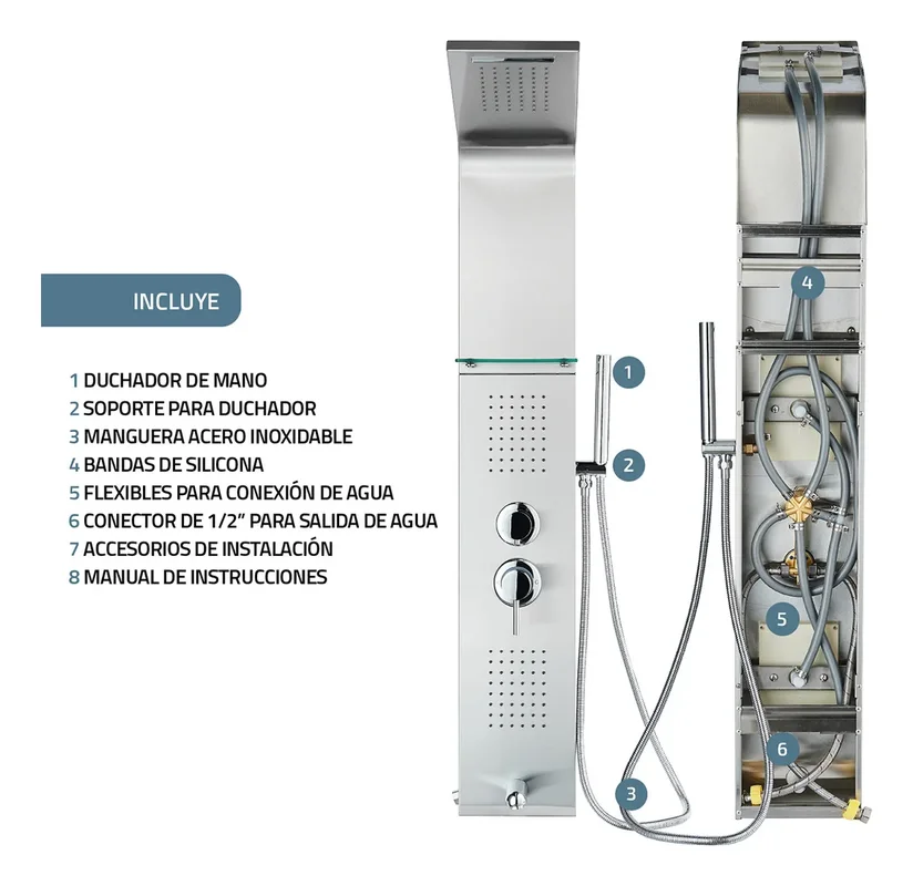 Ducha Escocesa Hidromasaje Londres Con 5 Jets Monomando Columna Ducha Con Duchador Color Plateado - Stock disponible - Casa y Jardín