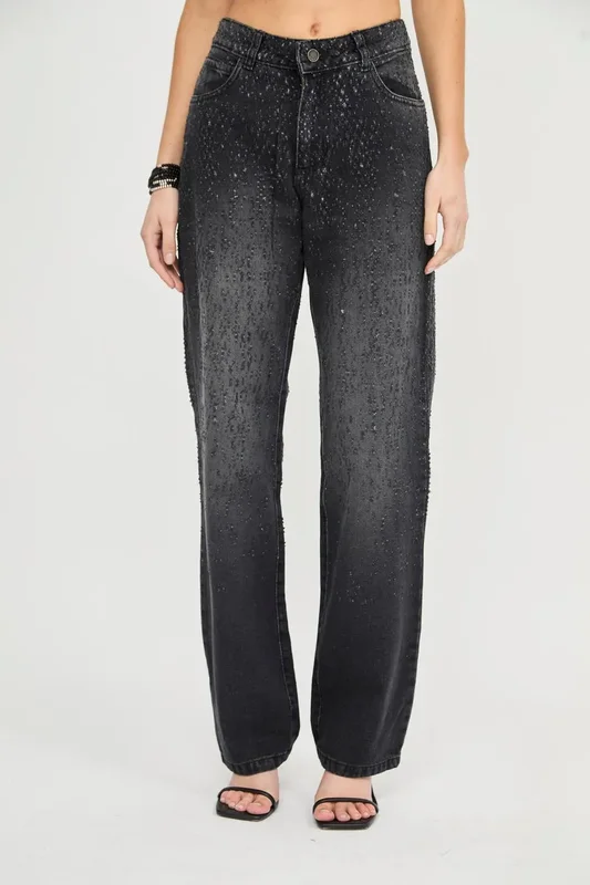 Jean Straight De Mujer Con Agujeritos Lory Uniongood - Stock disponible - Electrónica