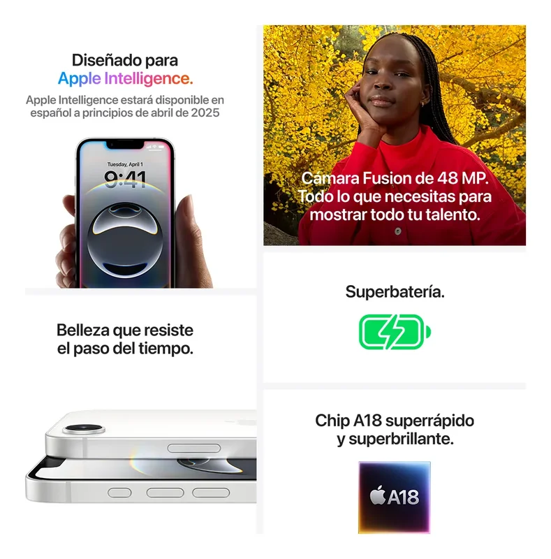 Apple iPhone 16e (128 Gb) - Blanco - Distribuidor Autorizado - Stock disponible - Telecomunicaciónes
