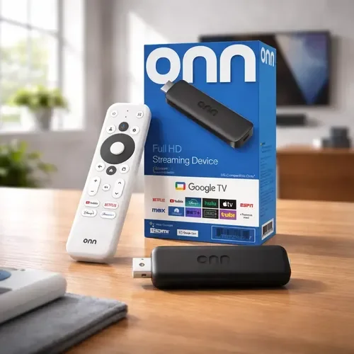 Onn Google TV 2023 Dispositivo Streaming Full HD Chromecast TV Stick 8GB 1.5GB RAM WiFi HDMI Control Remoto por Voz Asistente Google Netflix YouTube Disney+ Prime Video Negro - Stock disponible