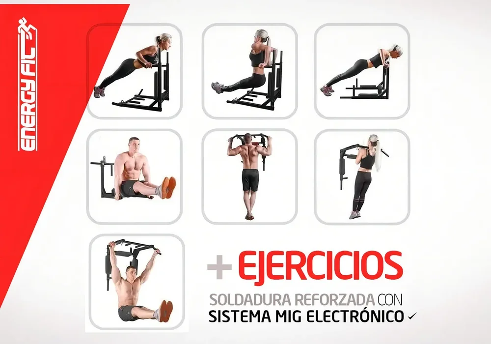 Barra Dominadas Pared Desmontable 300kg Reforzada Energy Fit Acero - Stock disponible - Deportes y Entretenimiento