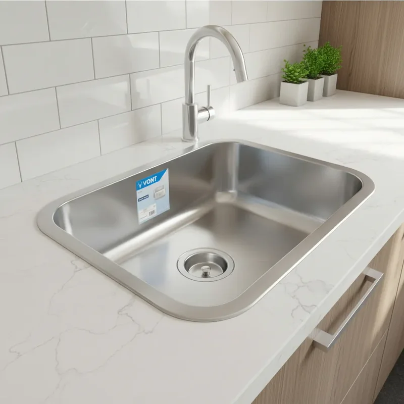 Bacha Pileta Cocina 47cm X 35cm X 15cm Con Sopapa Vont Bt605 Plateado - Stock disponible - Casa y Jardín