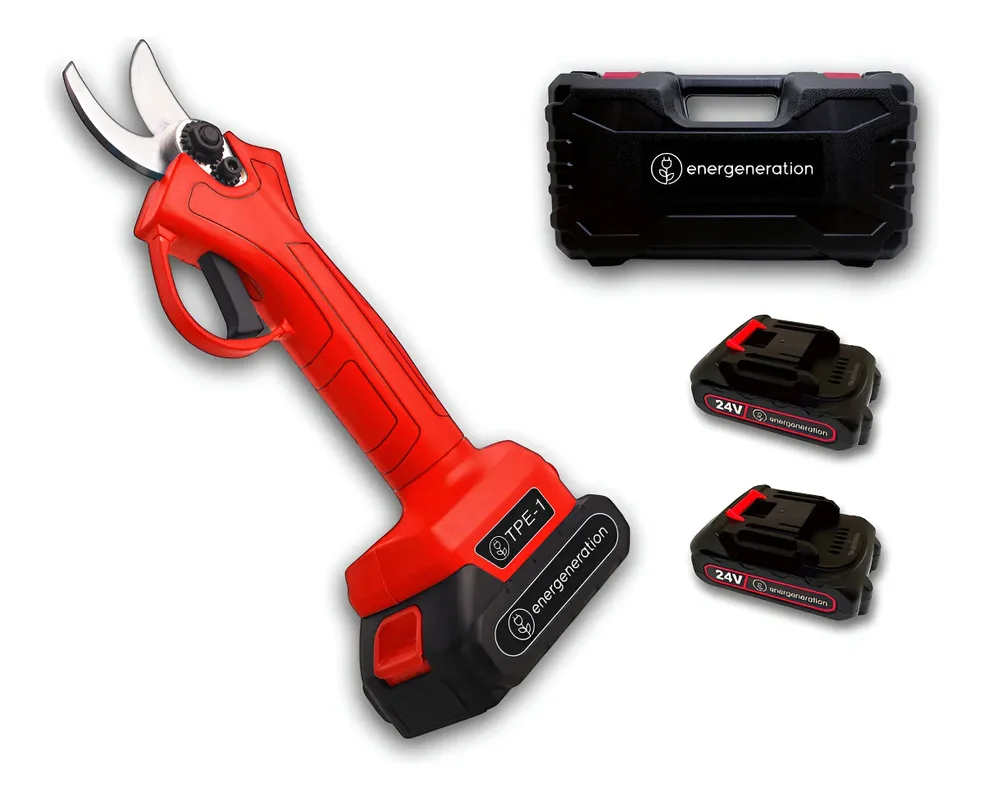 Tijera De Poda Eléctrica Bateria Energeneration Tpe-1 Ø30mm Color Rojo - Stock disponible - Electrónica