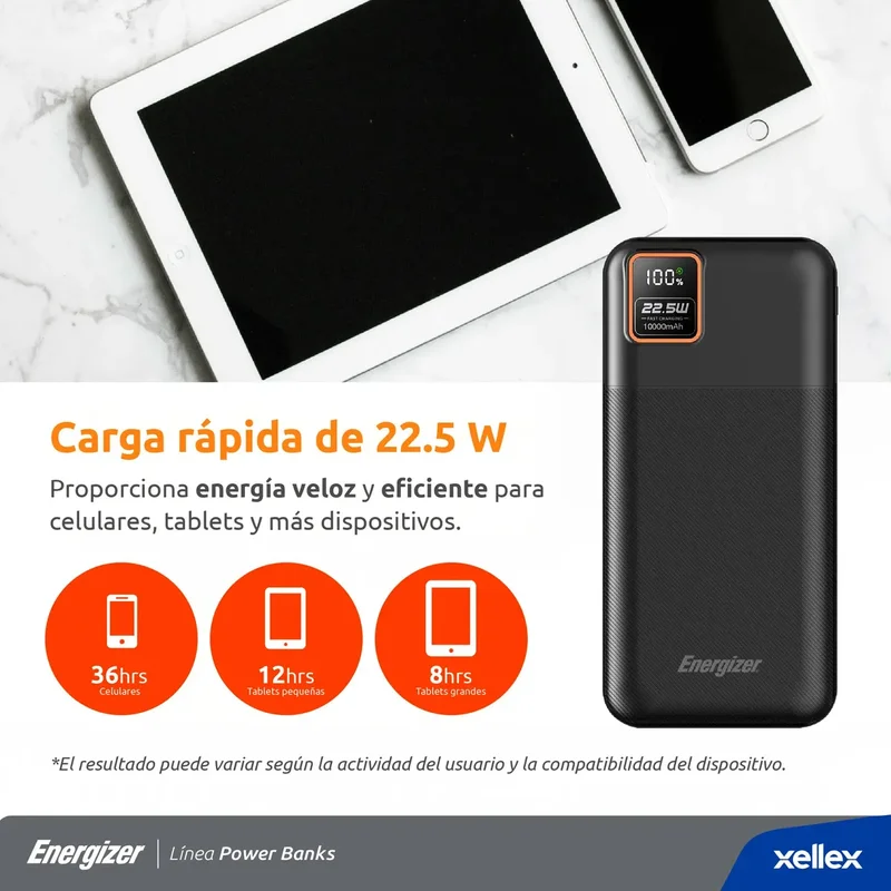 Power Bank Energizer Ultimate Cargador Portatil Powerbank 10000mah Carga Rapida 22.5W Color Negro - Stock disponible - Electrónica