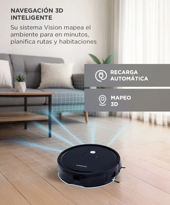 Aspiradora Robot Gadnic 5 Modos Limpieza Trapeo Inteligente Depósito de Agua Polvo Control App Conexion Inalambrica Sensores Anti‐Colisión Anticaída - Stock disponible - Electrodomésticos
