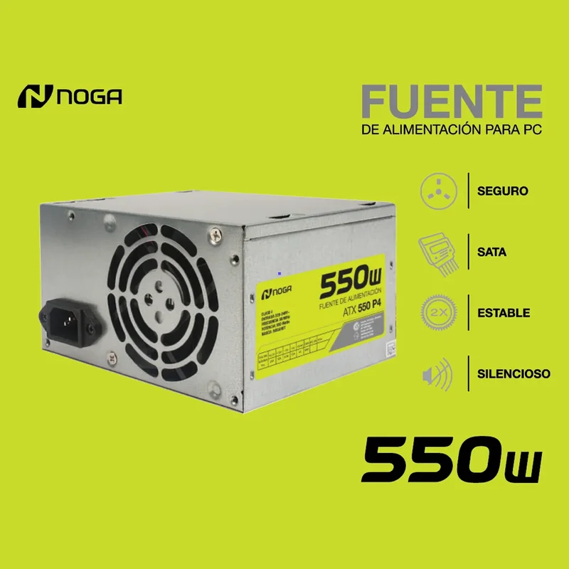 Fuente de alimentación para PC Noga ATX-550 P4 550W plata - Stock disponible