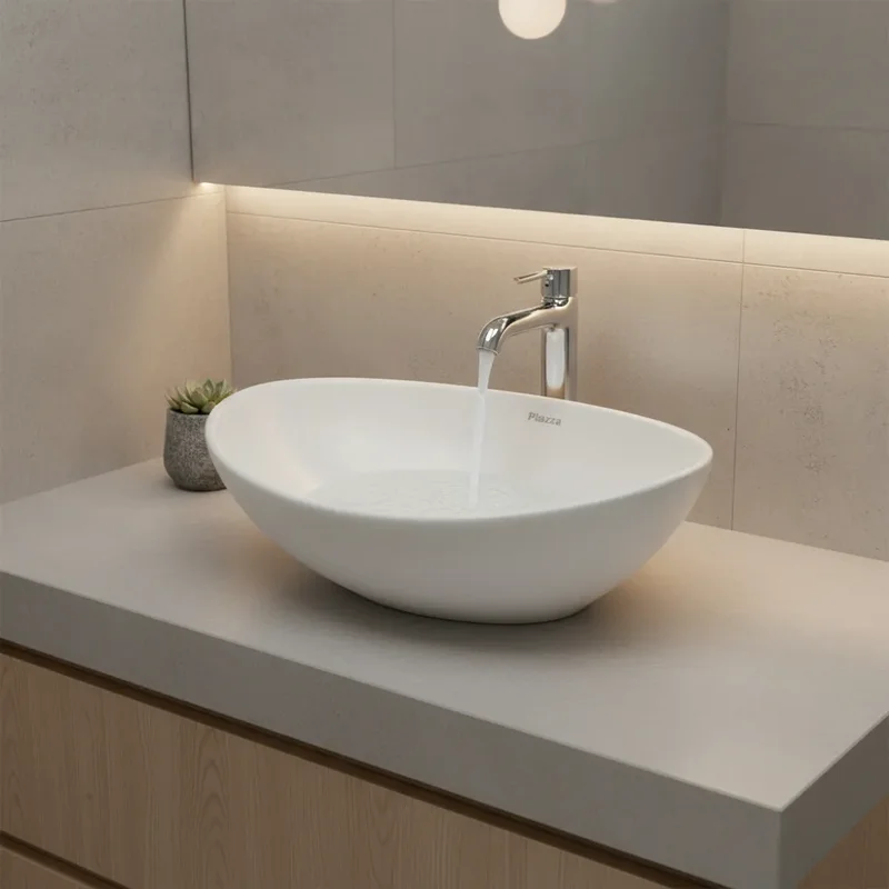 Bacha de Apoyo Piazza A082 - 410 x 330 x 145mm - Lavamanos Ovalada de Porcelana - Stock disponible - Casa y Jardín