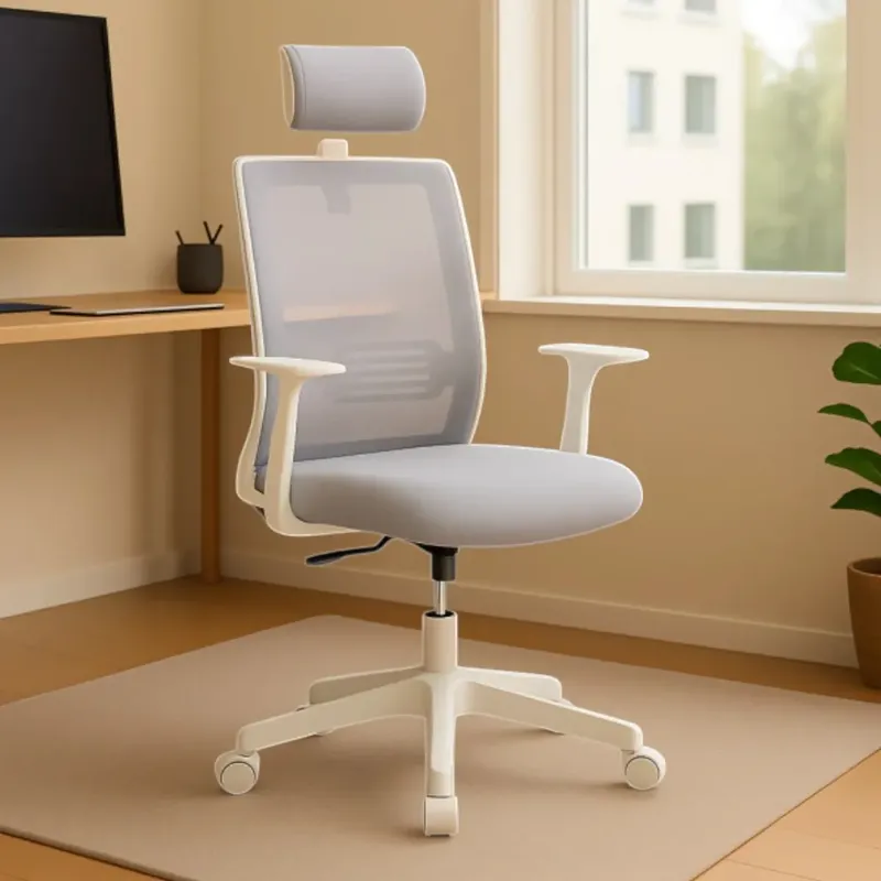 Silla Ergonómica Mint White Edition – Respaldo Mesh, Cabezal y Soporte Lumbar | Hasta 150 kg