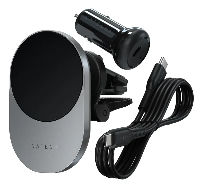 Satechi Cargador Inalámbrico Qi2 Para Automóvil, Soporte De Carga Para Celular Ideal Para Viajes, Para Ventilas De Aire, Cargador Rápido De 15w, Compatible Con Las Series iPhone 12, 13, 14 Y 15 - Stock disponible - Productos para Mascotas
